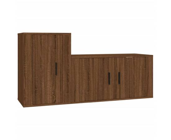Set dulapuri tv, 2 piese, stejar maro, lemn prelucrat, 2 image