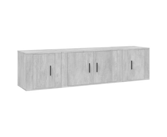 Set dulapuri tv, 3 piese, gri beton, lemn prelucrat, 2 image