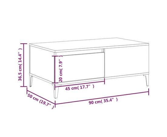 Măsuță de cafea, stejar fumuriu, 90x50x36,5 cm, lemn prelucrat, 10 image