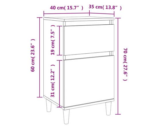 Noptiere, 2 buc., stejar afumat, 40x35x70 cm, 11 image