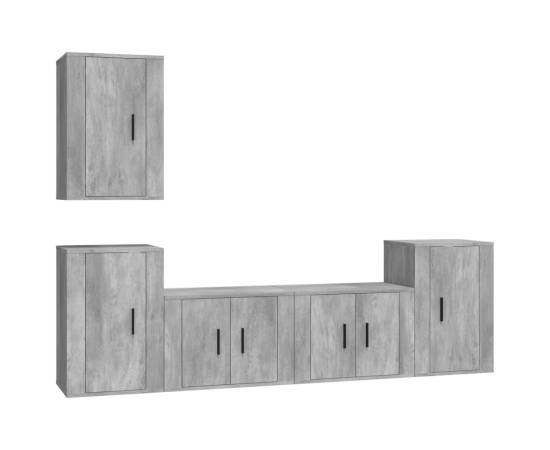 Set dulap tv, 5 piese, gri beton, lemn prelucrat, 2 image