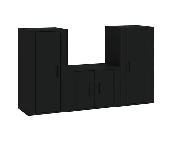 Set dulapuri tv, 3 piese, negru, lemn prelucrat, 2 image