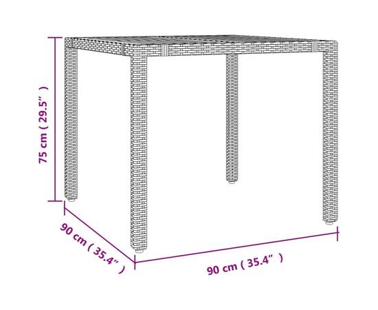 Set masă pentru grădină, 3 piese, negru, poliratan/lemn acacia, 9 image