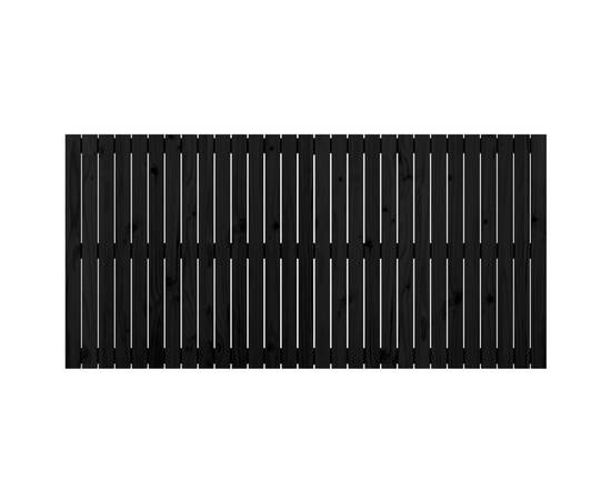 Tăblie de pat pentru perete, negru, 185x3x90 cm, lemn masiv pin, 3 image