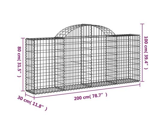 Coșuri gabion arcuite 13 buc, 200x30x80/100cm, fier galvanizat, 6 image