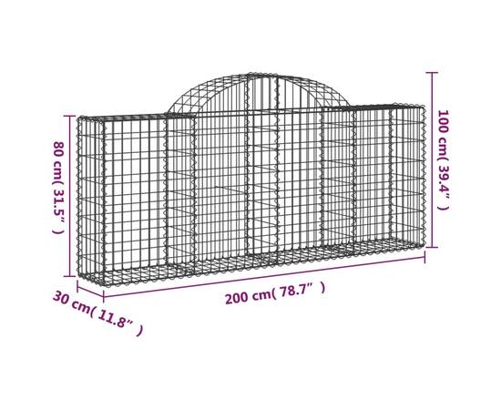 Coșuri gabion arcuite 4 buc, 200x30x80/100cm, fier galvanizat, 6 image