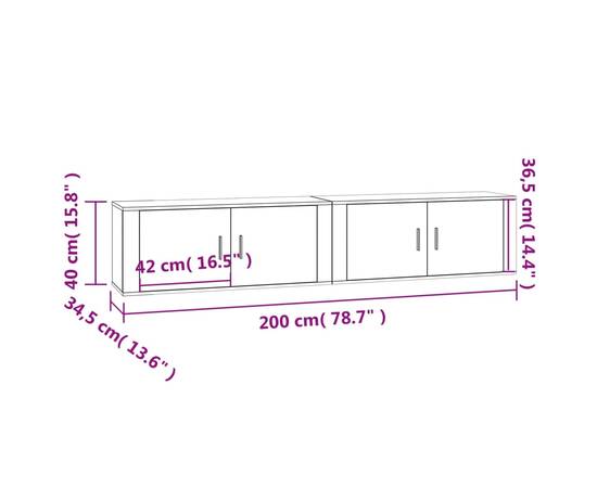 Dulapuri tv montate perete 2 buc. alb extralucios 100x34,5x40cm, 8 image