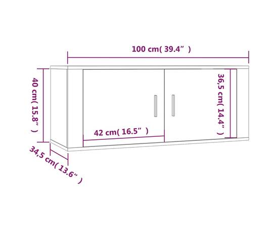 Dulapuri tv montate perete 2 buc. alb extralucios 100x34,5x40cm, 9 image