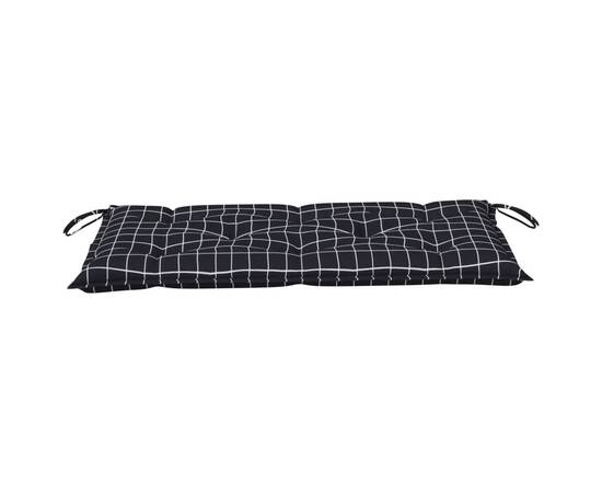 Pernă de bancă, negru, 100x50x7 cm, model carouri, textil, 4 image