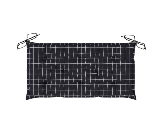 Pernă de bancă, negru, 100x50x7 cm, model carouri, textil, 5 image