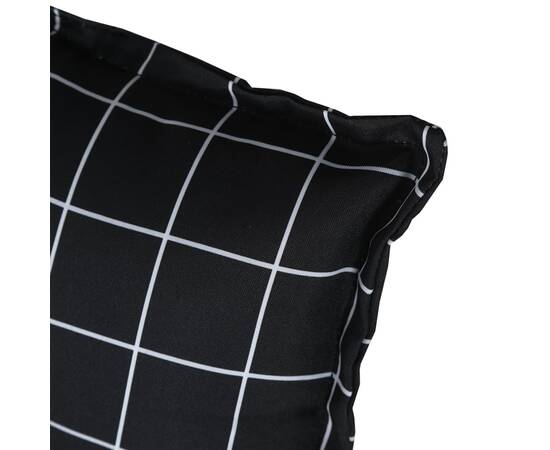 Pernă de bancă, negru, 150x50x7 cm, model carouri, textil, 7 image