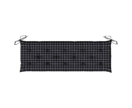 Pernă de bancă, negru, 150x50x7 cm, model carouri, textil, 5 image