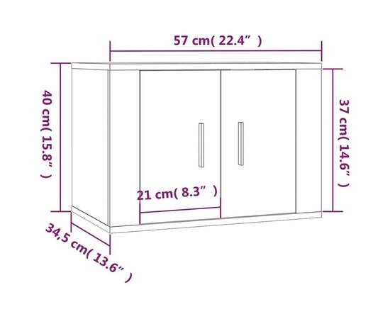 Set dulap tv, 4 piese, alb extralucios, lemn prelucrat, 8 image