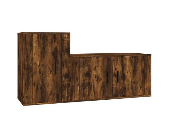Set dulapuri tv, 2 piese, stejar fumuriu, lemn prelucrat, 2 image