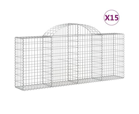 Coșuri gabion arcuite 15 buc, 200x30x80/100cm, fier galvanizat, 2 image