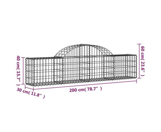 Coșuri gabion arcuite 2 buc, 200x30x40/60 cm, fier galvanizat, 6 image