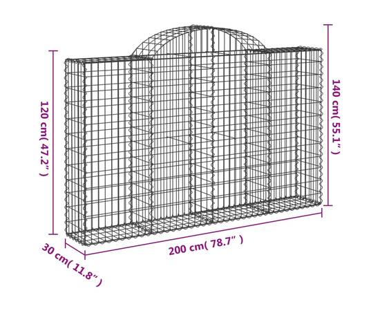 Coșuri gabion arcuite 7 buc, 200x30x120/140 cm, fier galvanizat, 6 image