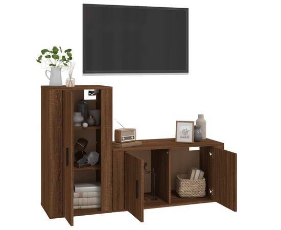 Set dulapuri tv, 2 piese, stejar maro, lemn prelucrat, 3 image