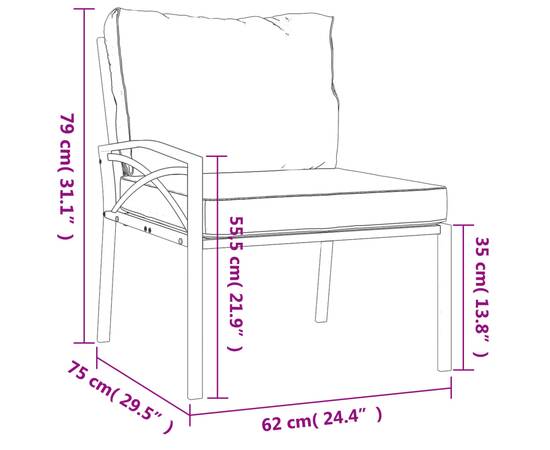 Set mobilier de grădină cu perne gri, 6 piese, oțel, 11 image