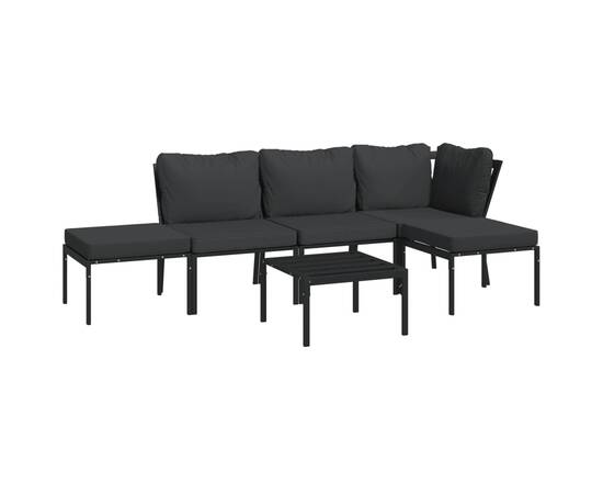 Set mobilier de grădină cu perne gri, 6 piese, oțel, 3 image