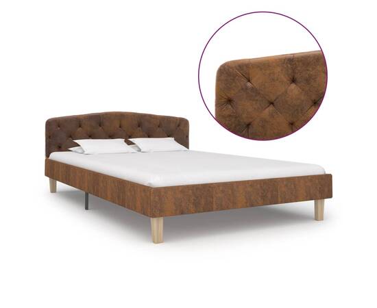 Cadru de pat, maro, 120x200 cm, piele întoarsă ecologică