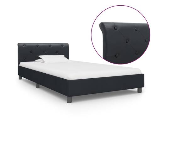Cadru de pat, negru, 100 x 200 cm, piele ecologică