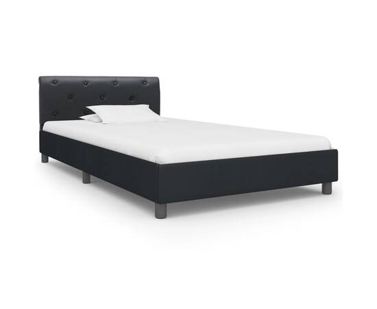 Cadru de pat, negru, 100 x 200 cm, piele ecologică, 2 image