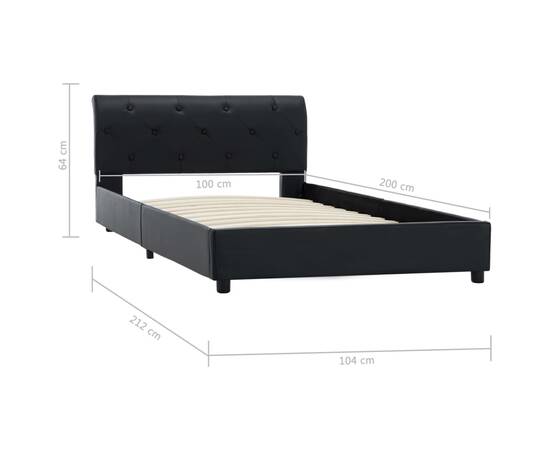 Cadru de pat, negru, 100 x 200 cm, piele ecologică, 8 image