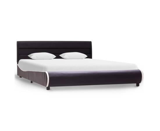 Cadru de pat cu led, negru, 160 x 200 cm, piele ecologică, 2 image