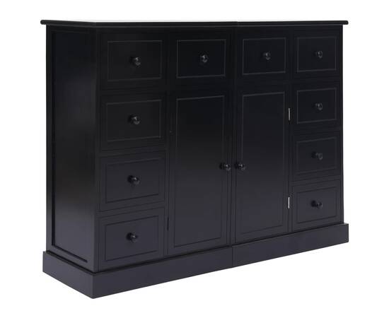 Servantă cu 10 sertare, negru, 113 x 30 x 79 cm, lemn