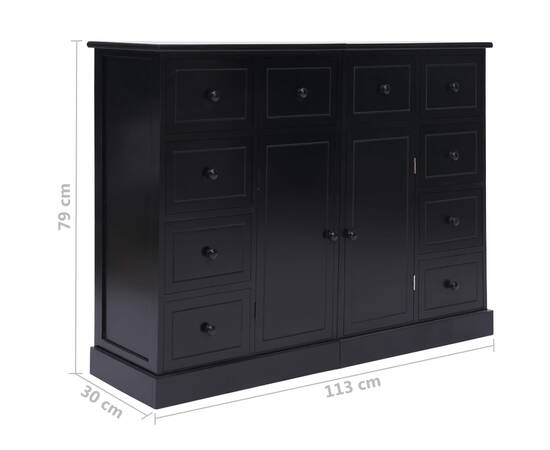 Servantă cu 10 sertare, negru, 113 x 30 x 79 cm, lemn, 11 image
