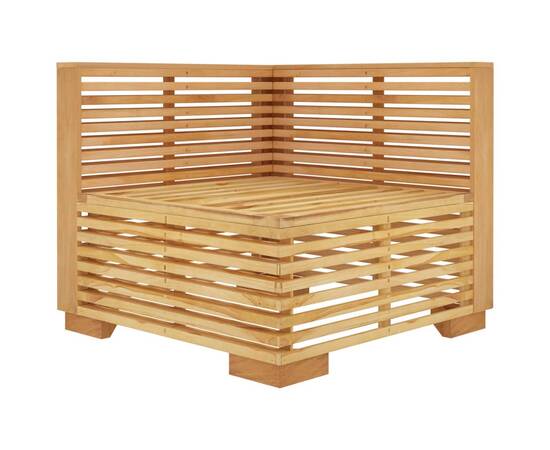 Canapea de colț de grădină cu perne crem, lemn masiv de tec, 6 image