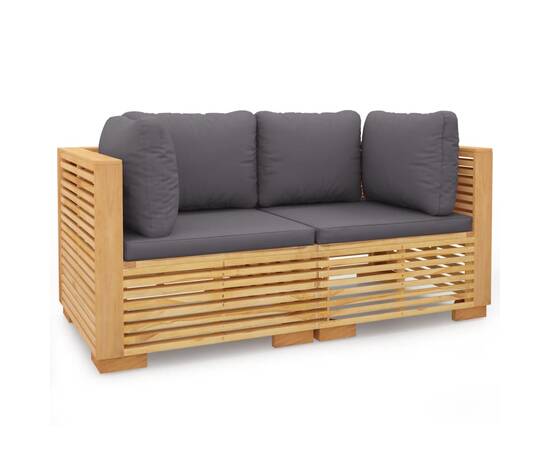 Canapele de colț de grădină cu perne 2 buc. lemn masiv de tec, 2 image