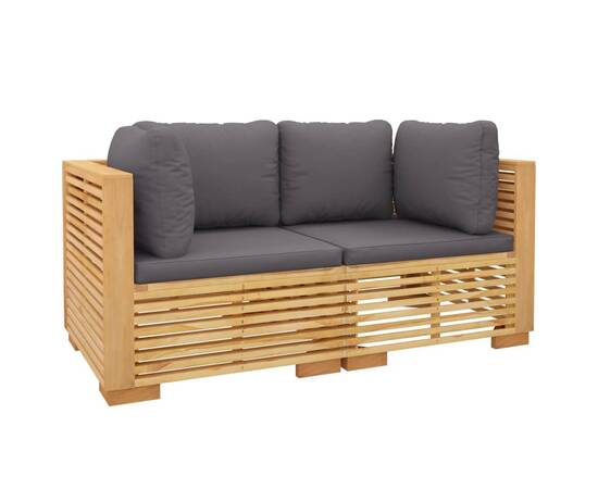 Canapele de colț de grădină cu perne 2 buc. lemn masiv de tec, 3 image