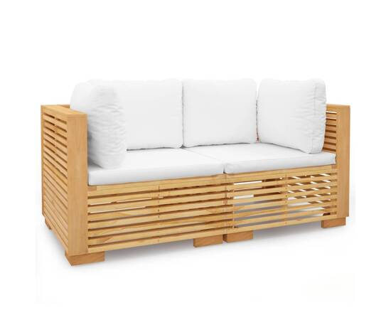 Canapele de colt de gradina cu pernuțe 2buc., lemn masiv de tec, 2 image