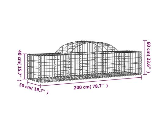 Coșuri gabion arcuite 10 buc, 200x50x40/60 cm, fier galvanizat, 6 image