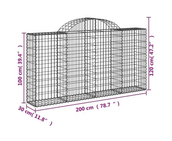 Coșuri gabion arcuite 15 buc, 200x30x100/120 cm fier galvanizat, 6 image