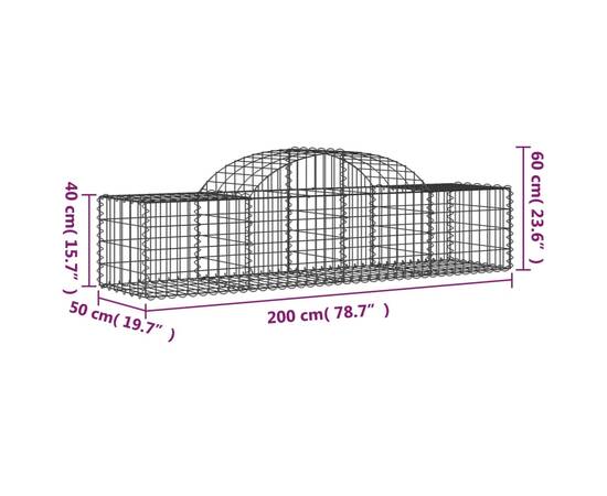 Coșuri gabion arcuite 18 buc., 200x50x40/60 cm, fier galvanizat, 6 image