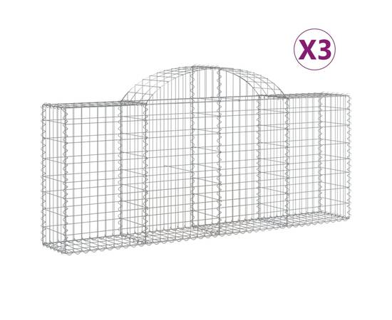 Coșuri gabion arcuite 3 buc, 200x30x80/100cm, fier galvanizat, 2 image