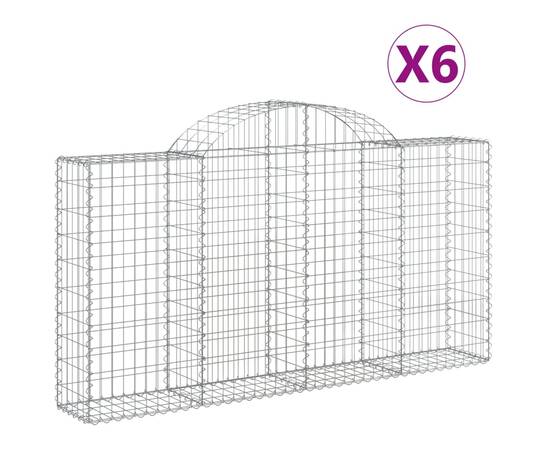 Coșuri gabion arcuite 6 buc, 200x30x100/120 cm fier galvanizat, 2 image