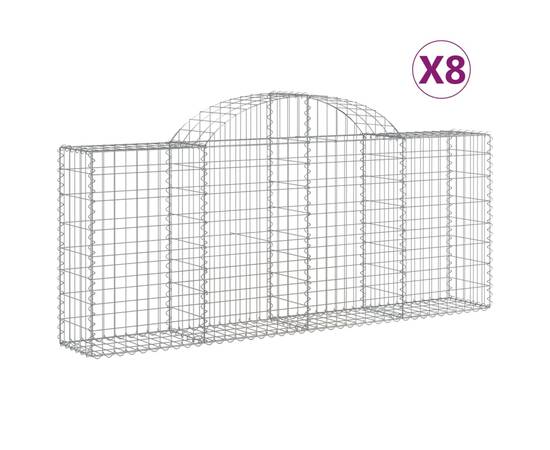 Coșuri gabion arcuite 8 buc, 200x30x80/100cm, fier galvanizat, 2 image