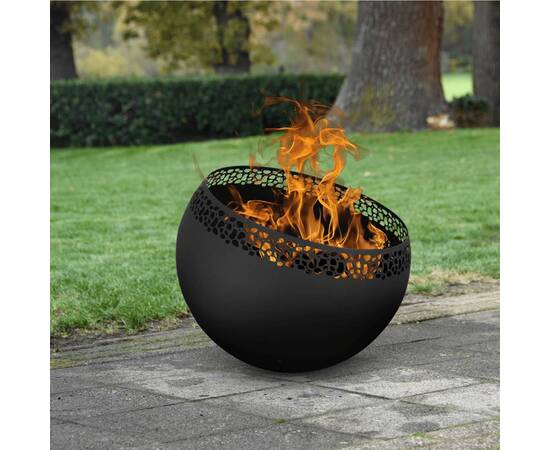 Esschert design bol pentru foc, negru, cu pete