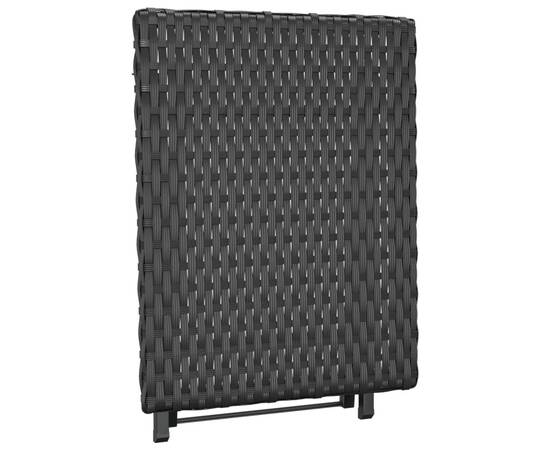 Masă de bistro pliabilă, negru, 45x35x32 cm, poliratan, 5 image