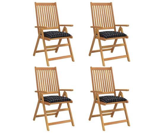 Perne scaun, 4 buc., negru, 50x50x7cm, textil, model pătrățele, 3 image