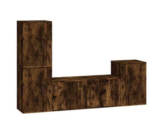 Set dulapuri tv, 4 piese, stejar fumuriu, lemn prelucrat, 2 image