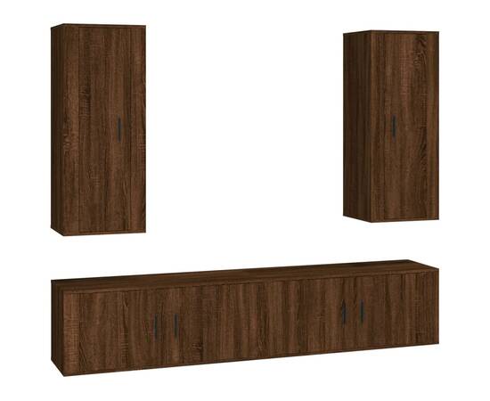 Set dulapuri tv, 4 piese, stejar maro, lemn prelucrat, 2 image