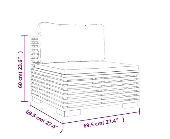 Set mobilier grădină cu perne, 3 piese, lemn masiv de tec, 7 image