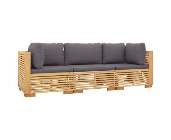 Set mobilier grădină cu perne, 3 piese, lemn masiv de tec, 3 image