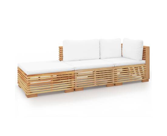 Set mobilier grădină cu perne, 3 piese, lemn masiv de tec, 2 image