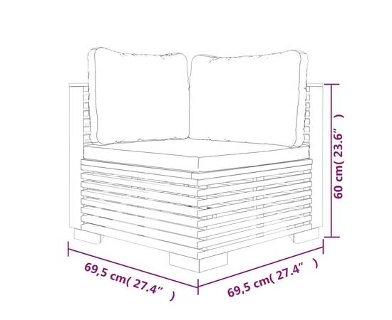 Set mobilier grădină cu perne, 6 piese, lemn masiv de tec, 8 image